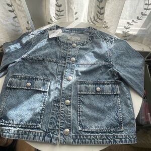rag & bone Light Blue Denim Jacket with Snap Buttons